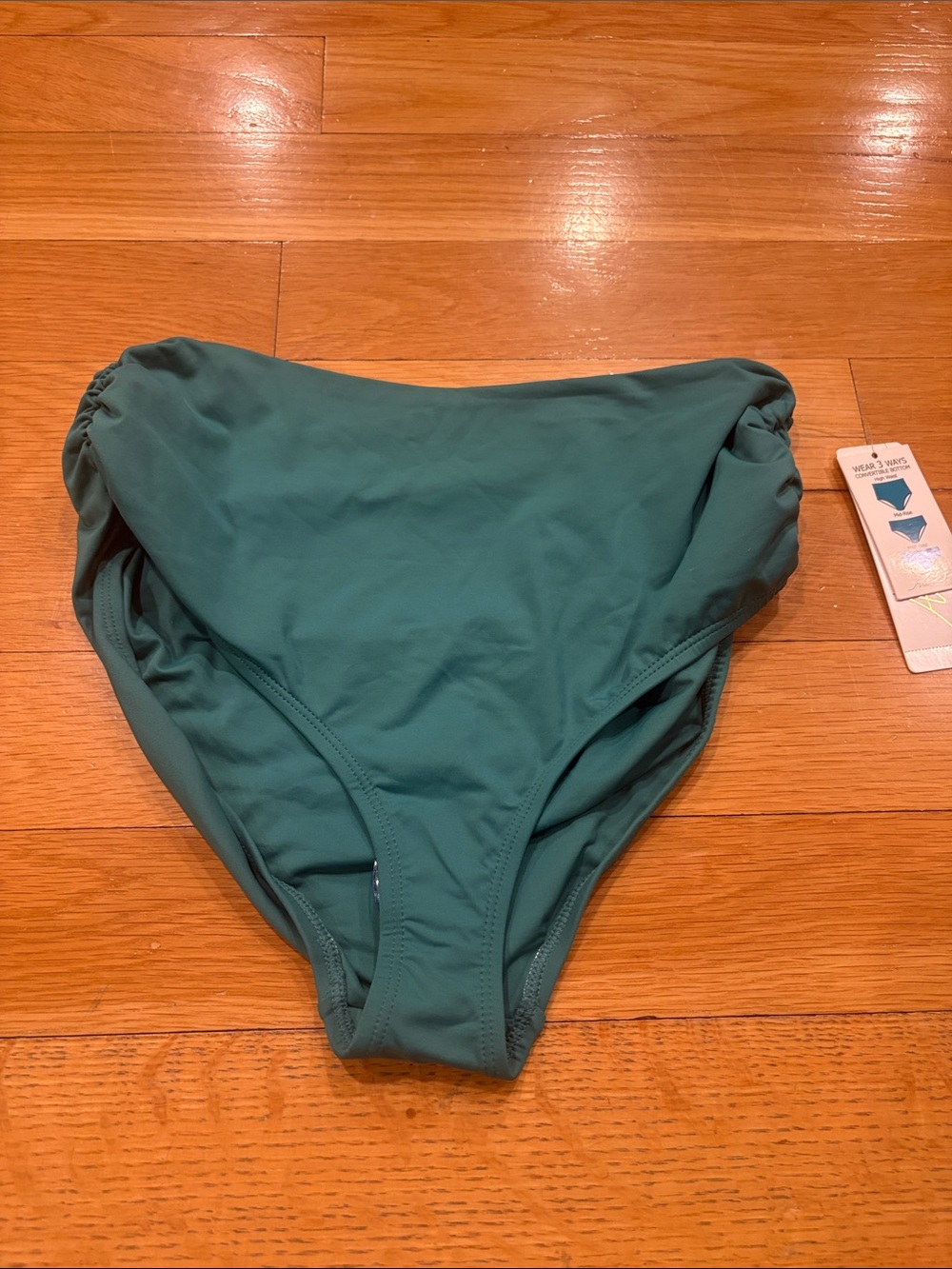 Anne Cole High-Waist Bikini Bottoms in Teal Green
